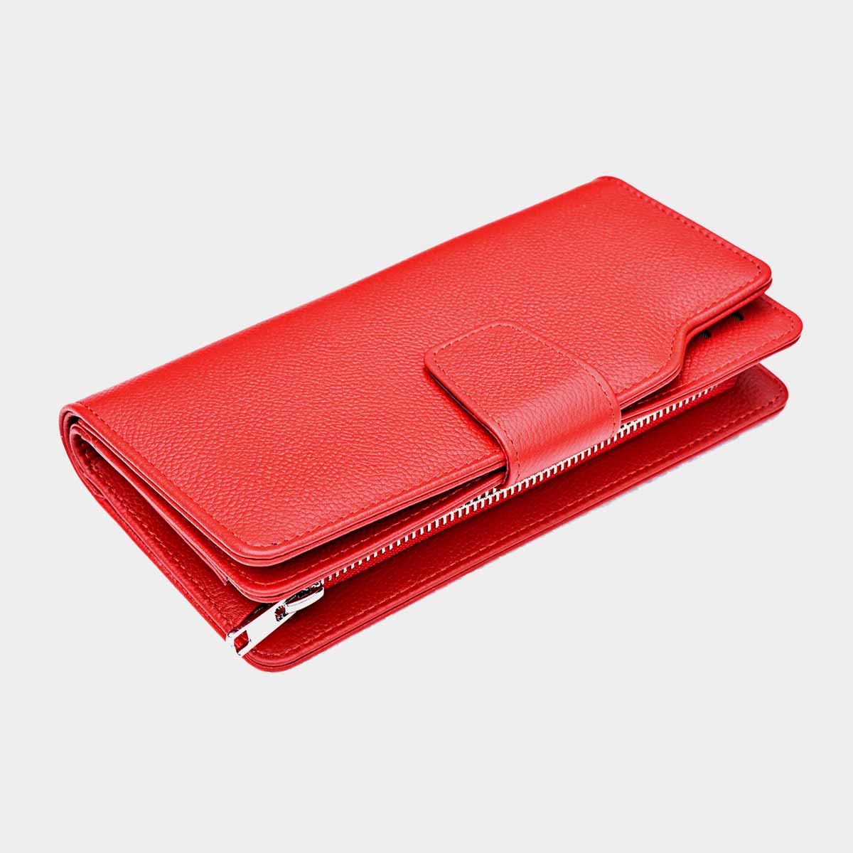 Ladies Purse RFID Blocking Wallet Card Holder Phone Holder Women Leather Purse Red Leather RFID Wallet Vintage Clutch With Zip Coin Pocket